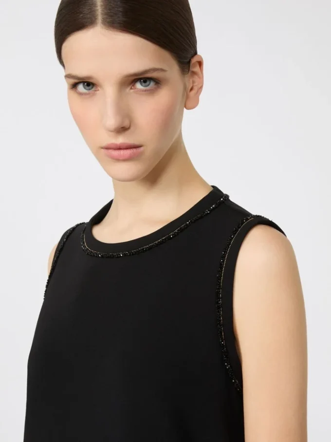 Cady-bluse med rund hals, svart