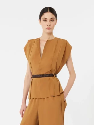 Cady-bluse med volanger, karamell