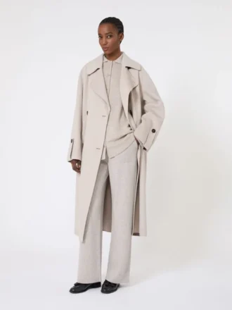 Cardigan i ull og kashmir, beige