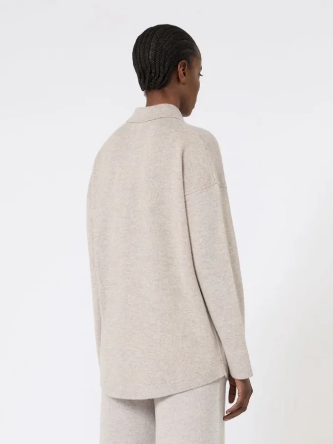 Cardigan i ull og kashmir, beige Cardigan i ull og kashmir, beige