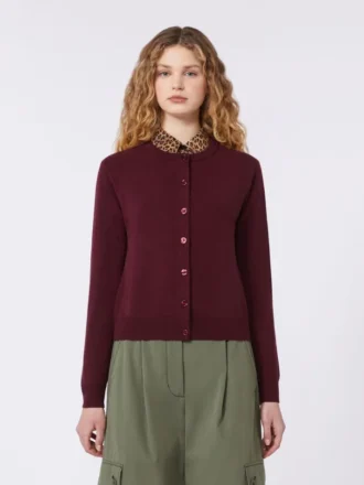 Cardigan i ull og kashmir, bordeaux