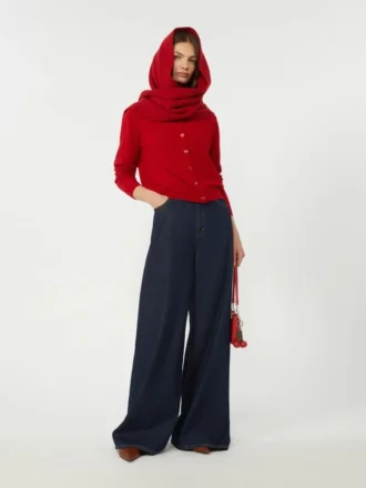 Cardigan i ull og kashmir, rød
