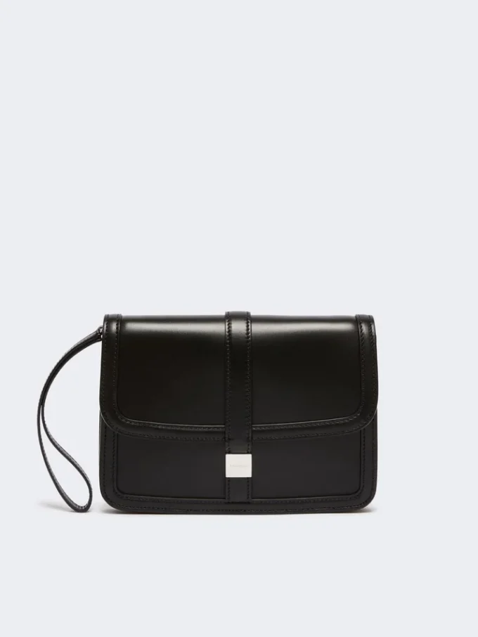 Clutch i glatt skinn, svart