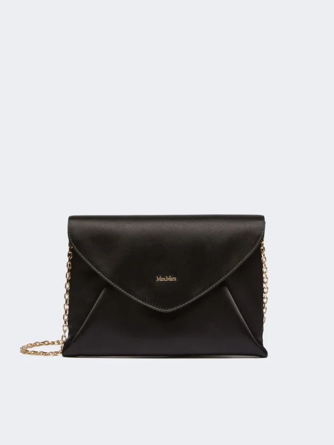 Clutch i viskose og silkesatin, svart