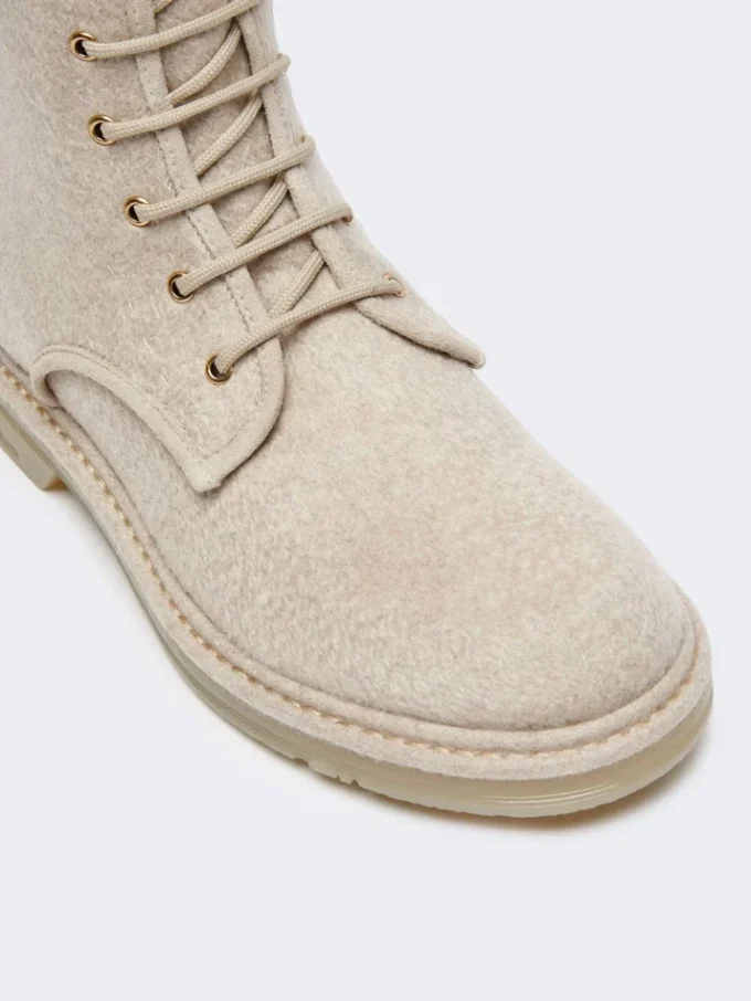 Combat-støvler i ren kashmir, beige
