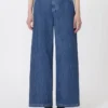 Denimjeans med vid ben, midnattsblå