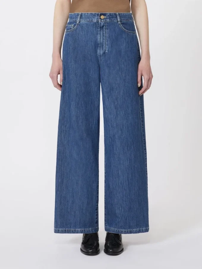 Denimjeans med vid ben, midnattsblå