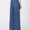 Denimjeans med vid ben, midnattsblå