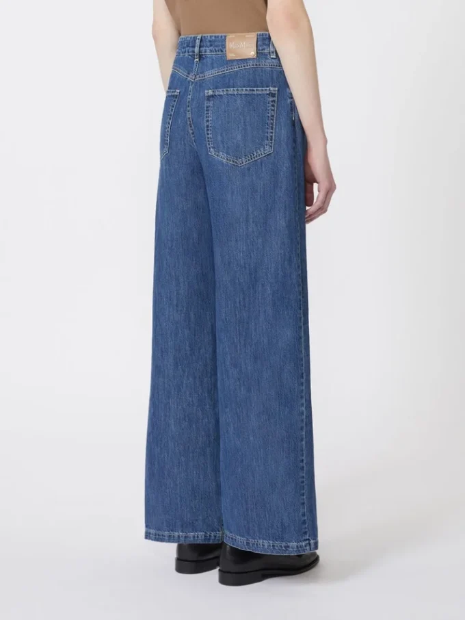 Denimjeans med vid ben, midnattsblå