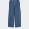 Denimjeans med vid ben, midnattsblå