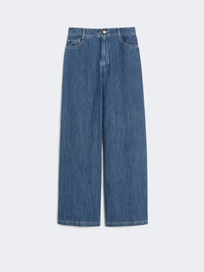 Denimjeans med vid ben, midnattsblå