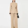 Dobbeltradet blazer i rent lin (natta), kamel