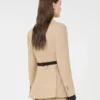 Dobbeltradet blazer i rent lin (natta), kamel