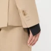 Dobbeltradet blazer i rent lin (natta), kamel