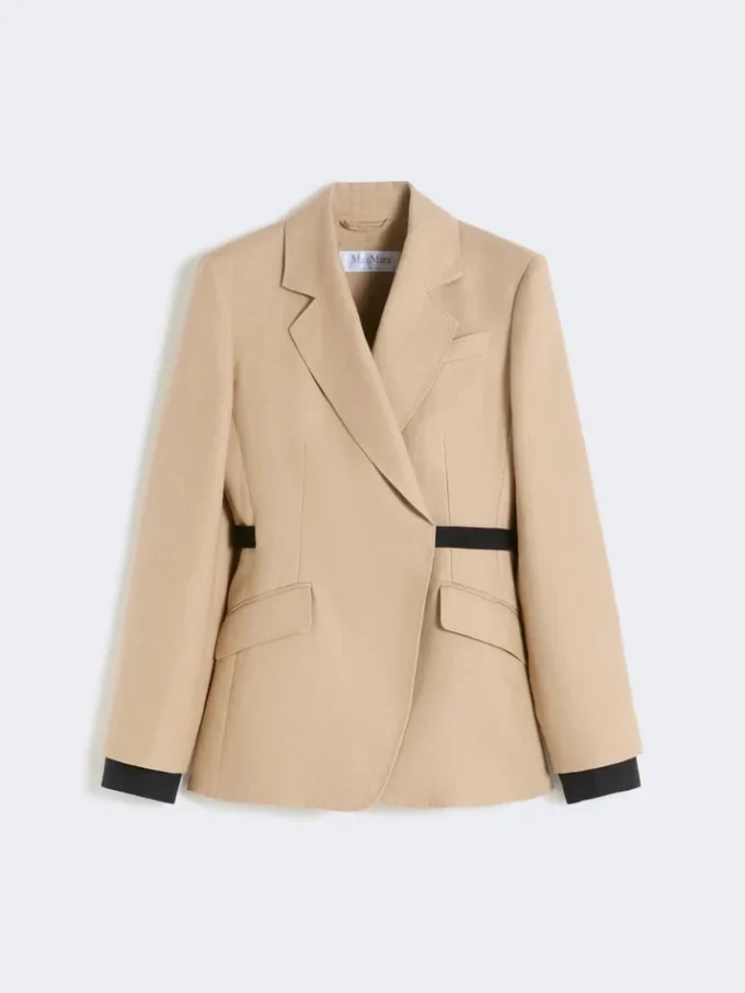 Dobbeltradet blazer i rent lin (natta), kamel