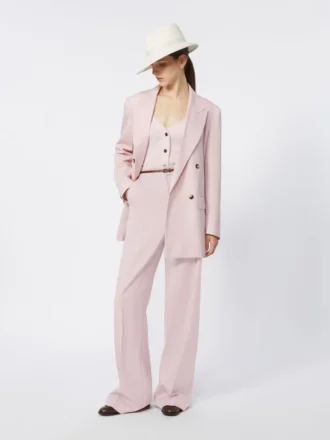 Bukser i ull, mohair og silke, beige-rosa