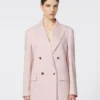 Dobbeltradet blazer i ull, mohair og silke, beige-rosa