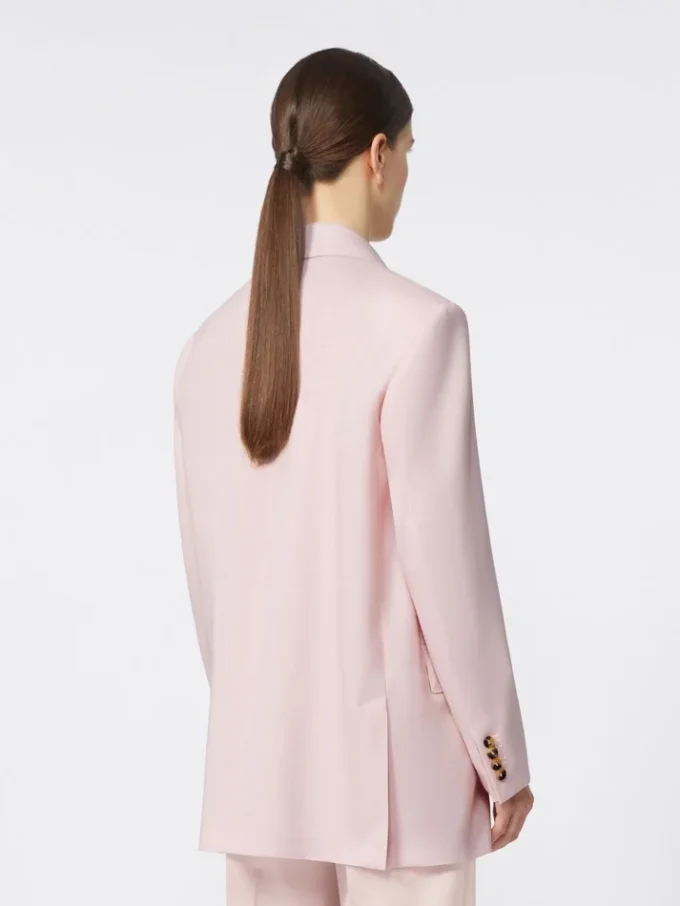 Dobbeltradet blazer i ull, mohair og silke, beige-rosa