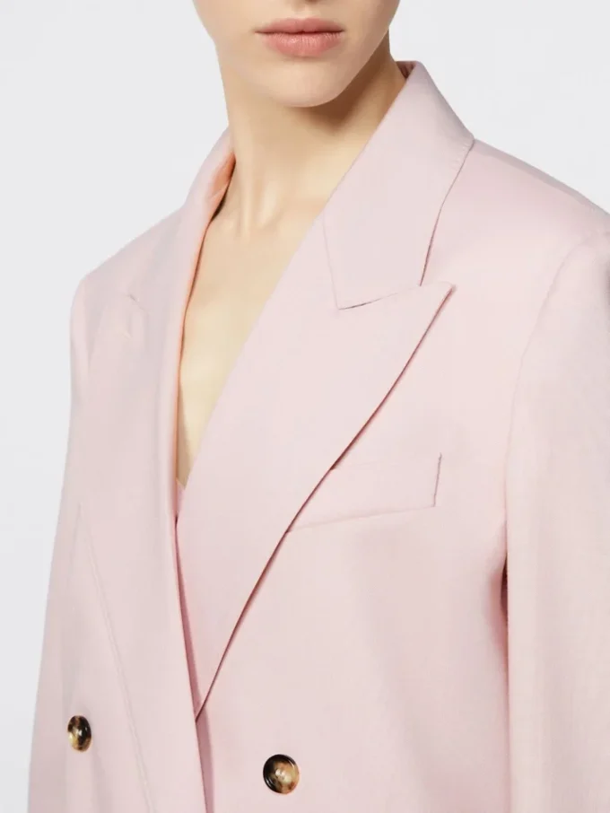 Dobbeltradet blazer i ull, mohair og silke, beige-rosa