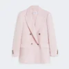 Dobbeltradet blazer i ull, mohair og silke, beige-rosa