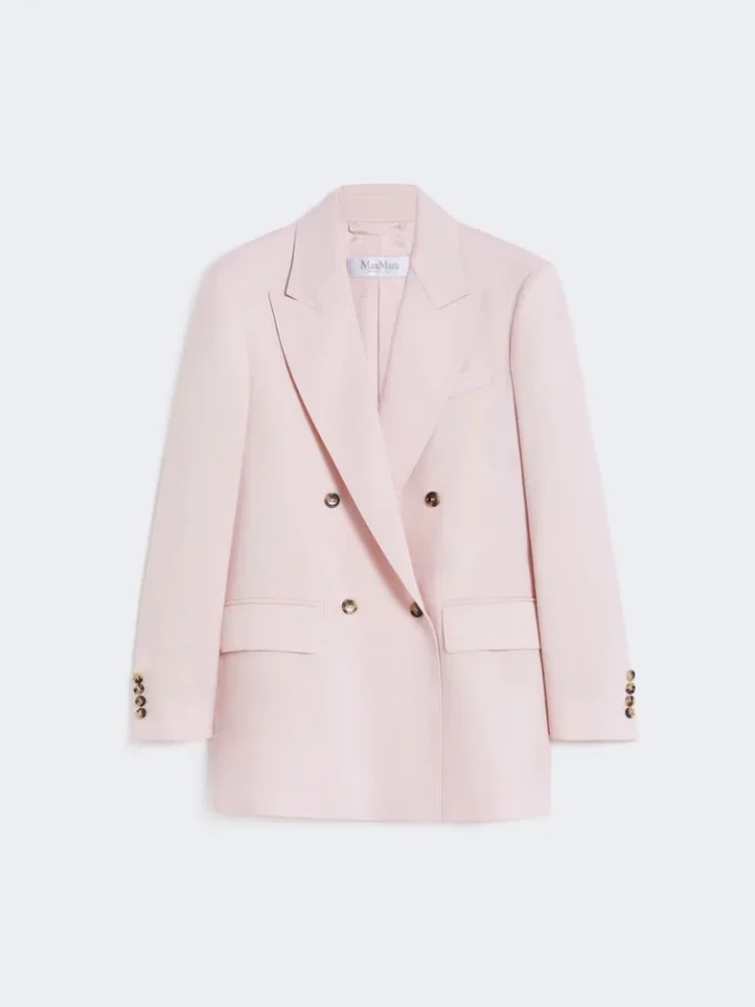 Dobbeltradet blazer i ull, mohair og silke, beige-rosa
