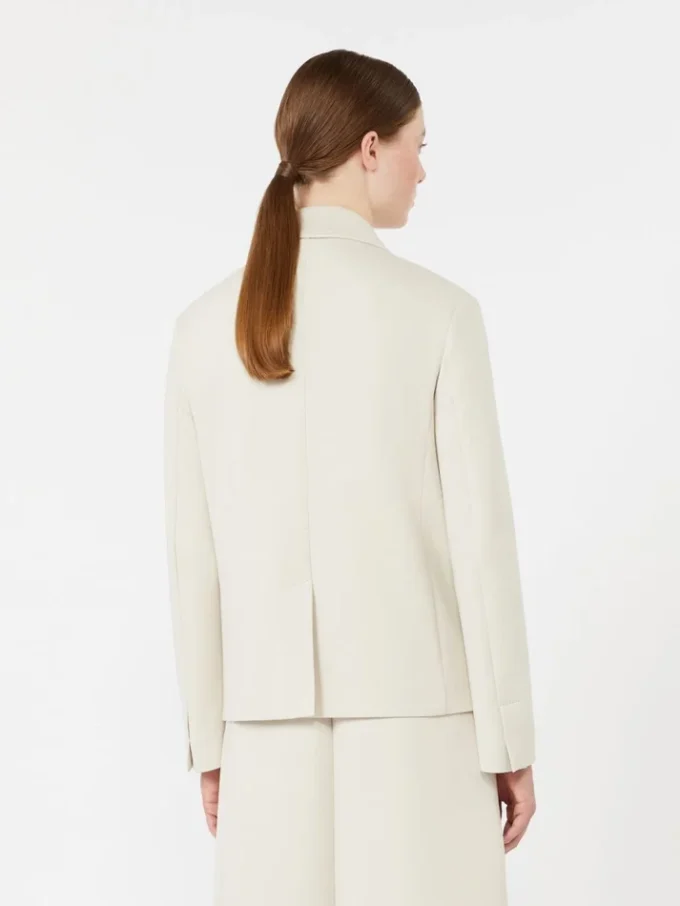 Dobbeltradet jakke i scuba-jersey, beige