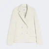 Dobbeltradet jakke i scuba-jersey, beige