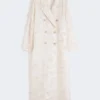 Dobbeltradet overfrakk i fil coupa-jacquard, sand