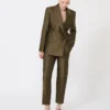 Dobbeltradet shantung-blazer, kaki