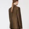 Dobbeltradet shantung-blazer, kaki