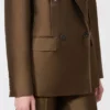 Dobbeltradet shantung-blazer, kaki