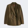 Dobbeltradet shantung-blazer, kaki