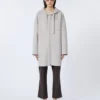 Double Face ullkåpe med hette, beige
