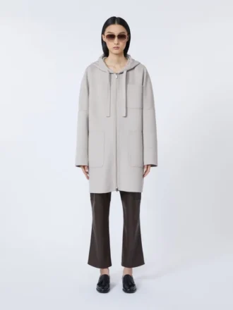 Double Face ullkåpe med hette, beige Double Face ullkåpe med hette, beige