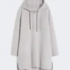 Double Face ullkåpe med hette, beige