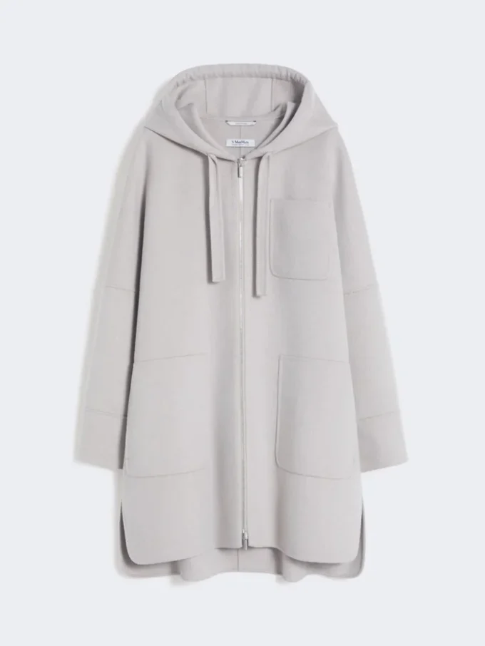 Double Face ullkåpe med hette, beige