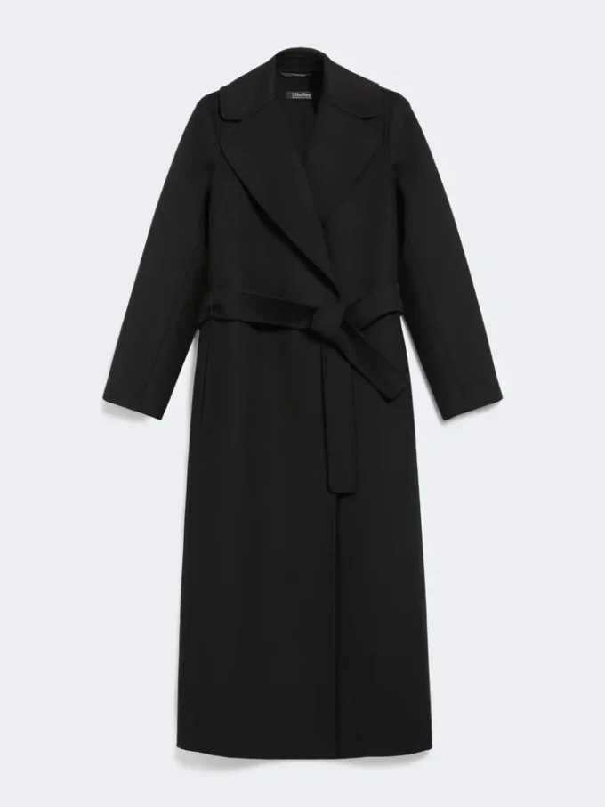 Drapert kåpe i ull, svart