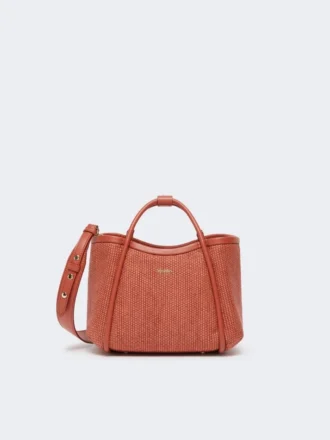 Ekstra liten marineveske i kurvfletting med raffia-look, terrakotta
