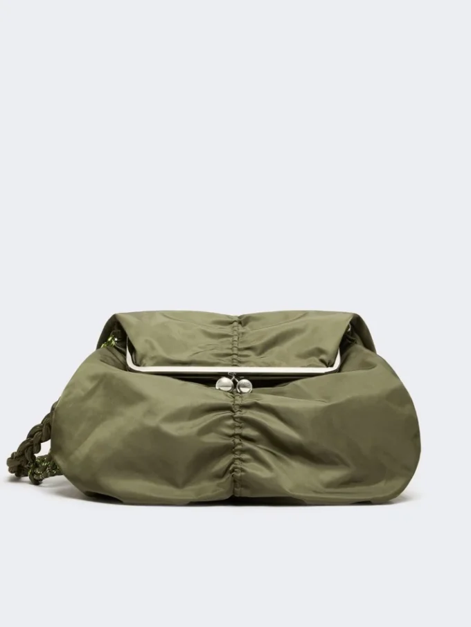 Ekstra stor teknisk gabardine-veske i pasticcino-stil, salviegrønn