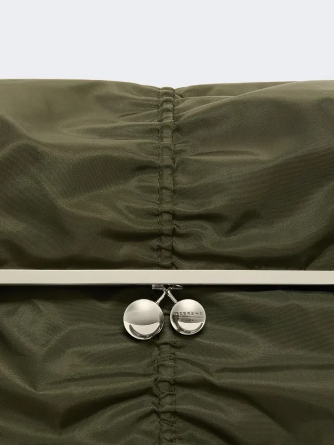 Ekstra stor teknisk gabardine-veske i pasticcino-stil, salviegrønn