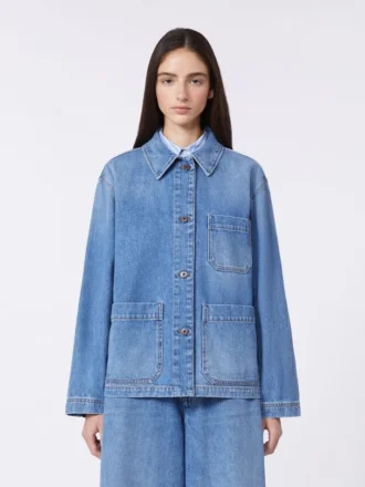 Ekte denim-shacket, marineblå