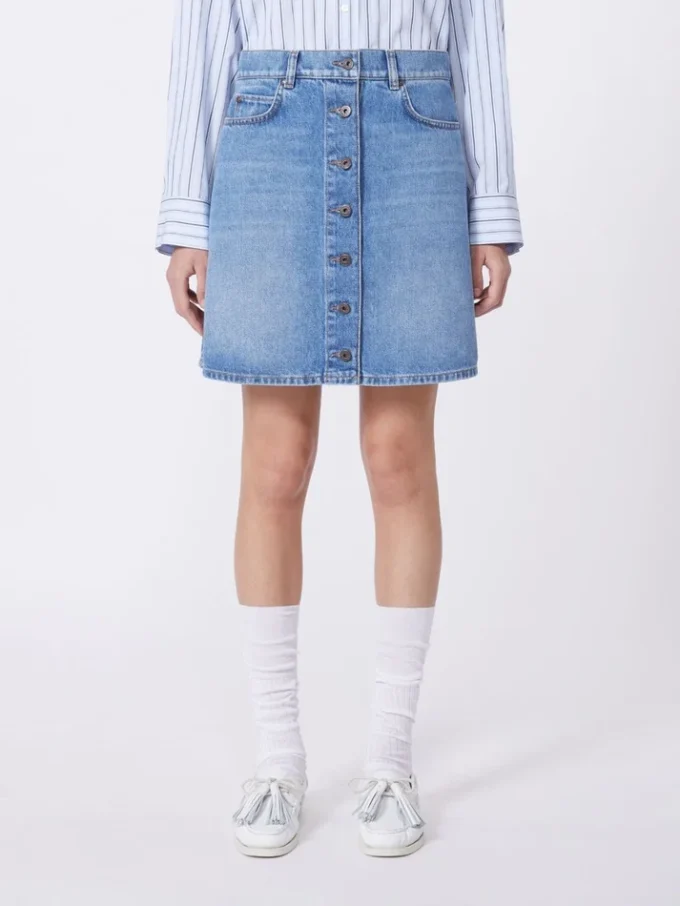 Ekte denimminiskjørt, marineblått Ekte denimminiskjørt, marineblått