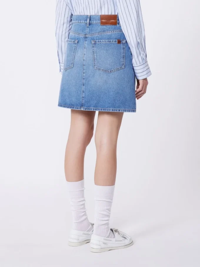 Ekte denimminiskjørt, marineblått Ekte denimminiskjørt, marineblått