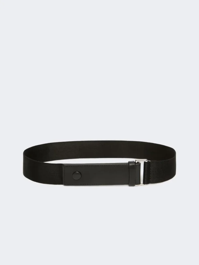 Elastisk belte i bånd og skinn, svart