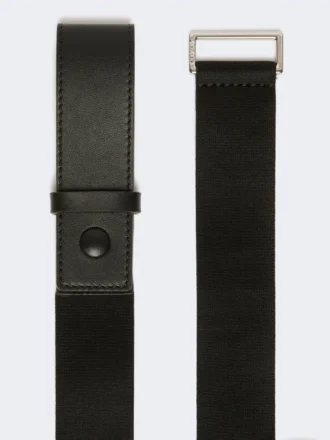 Elastisk belte i bånd og skinn, svart