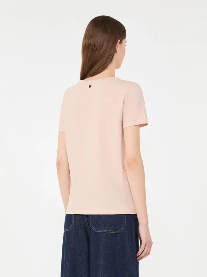 Enkel T-skjorte i bomullsjersey, rosa