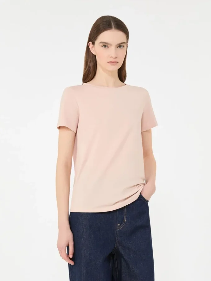 Enkel T-skjorte i bomullsjersey, rosa