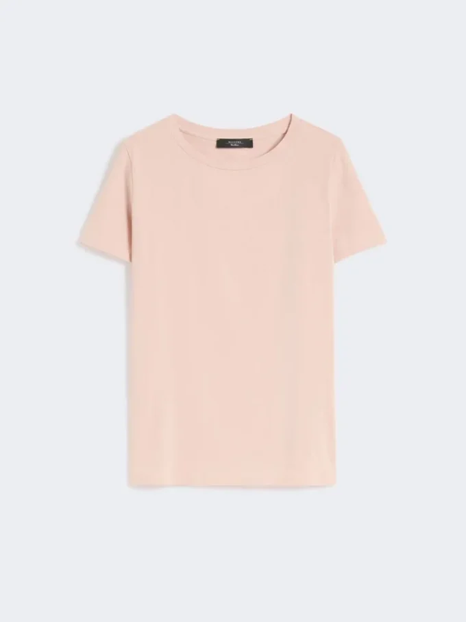 Enkel T-skjorte i bomullsjersey, rosa