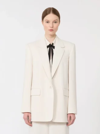 Enkeltradet blazer i cady, beige Enkeltradet blazer i cady, beige