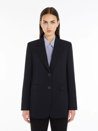 Enkeltradet blazer i cady, marineblå